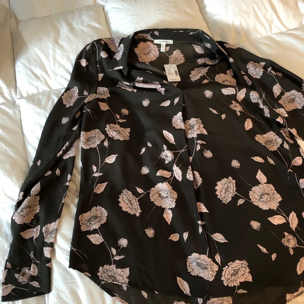 Grey and pink floral shirt